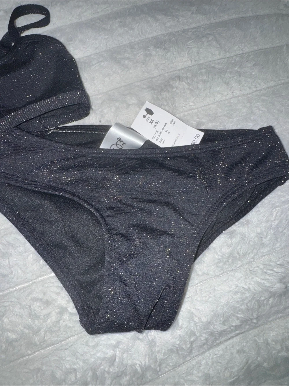 art class Black Sparkle Kids Bikini Set